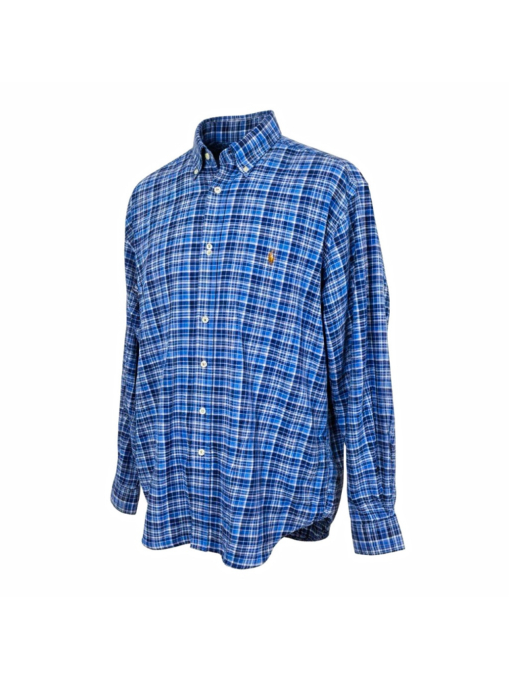 Ralph Lauren Men's 3XLT Blue/White Plaid Woven Long Sleeve Button-Down Shirt
